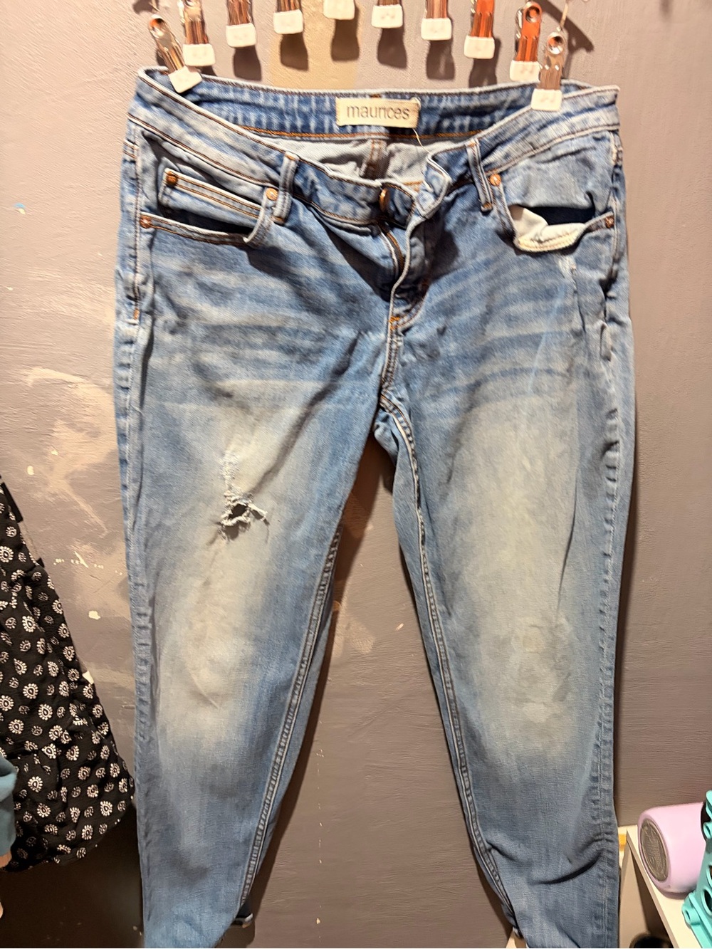 Maurices Light Wash Slim Men's Jeans with Distressed Detail